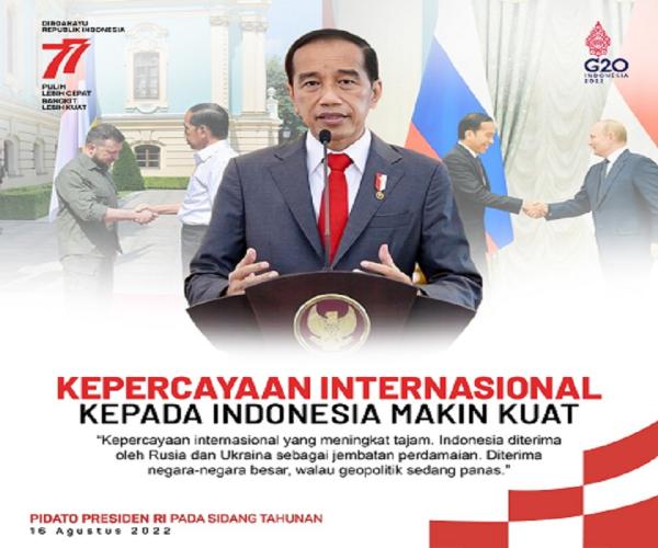 PIDATO PRESIDEN RI PADA SIDANG TAHUNAN MPR RI DAN SIDANG BERSAMA DPR RI DAN DPD RI DALAM RANGKA HUT KE-77 PROKLAMASI KEMERDEKAAN REPUBLIK INDONESIA TAHUN 2022